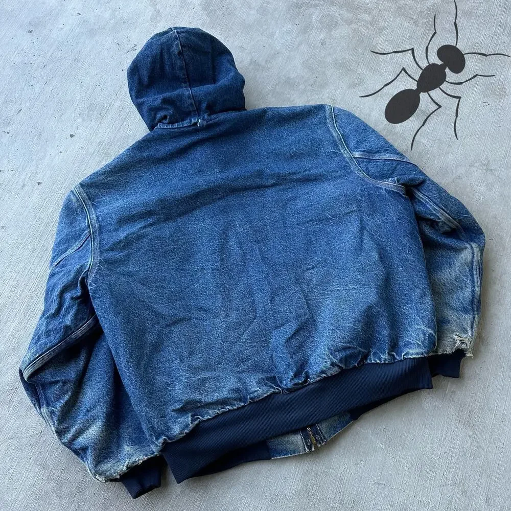 Carhartt JB848 denim blue hooded work wear jacket